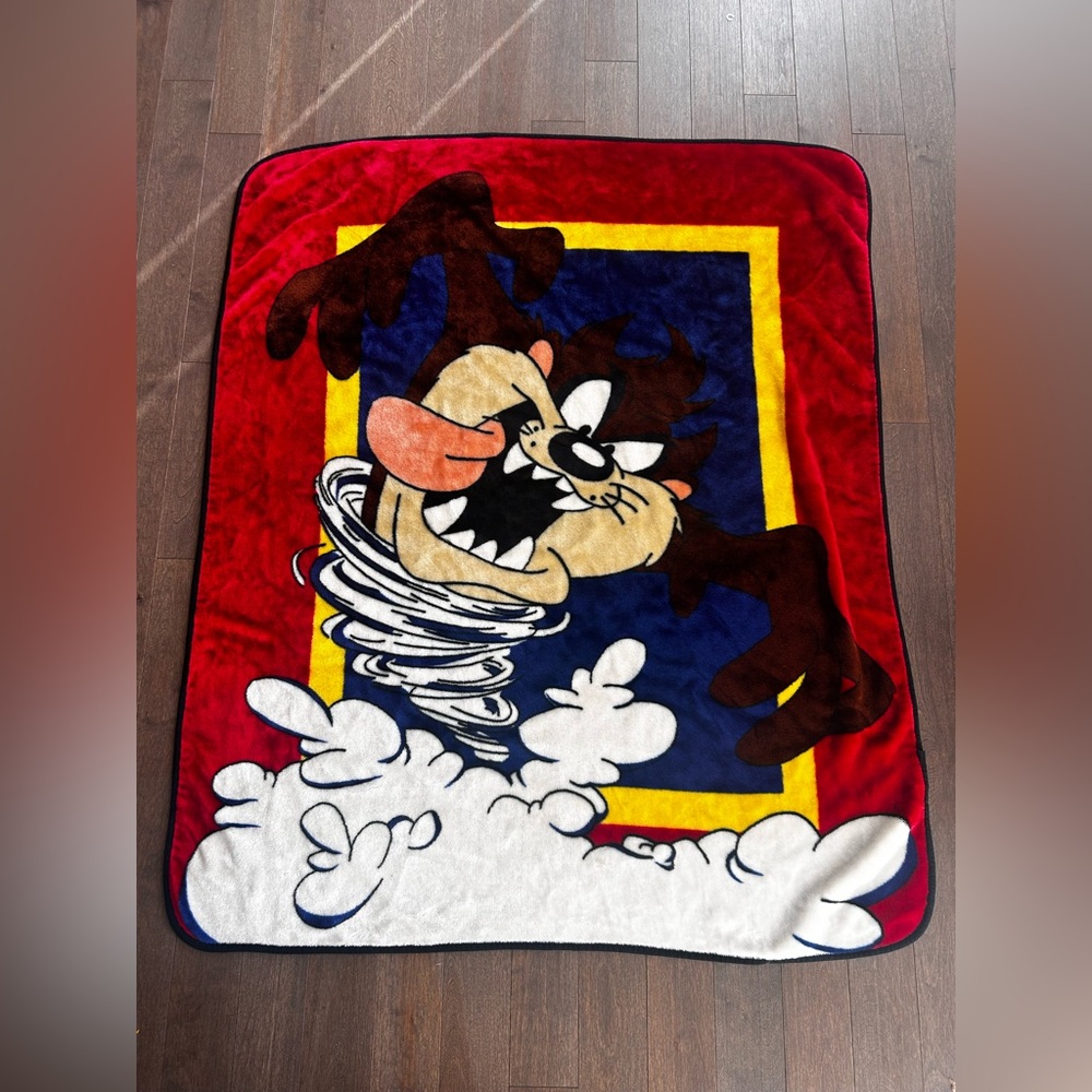 RARE 1999 Tasmanian devil looney tunes fleece blanket